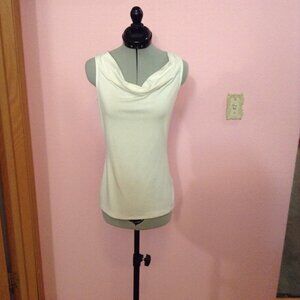 White Draped Neckline  Sleeveless Jersey Top, WHBM